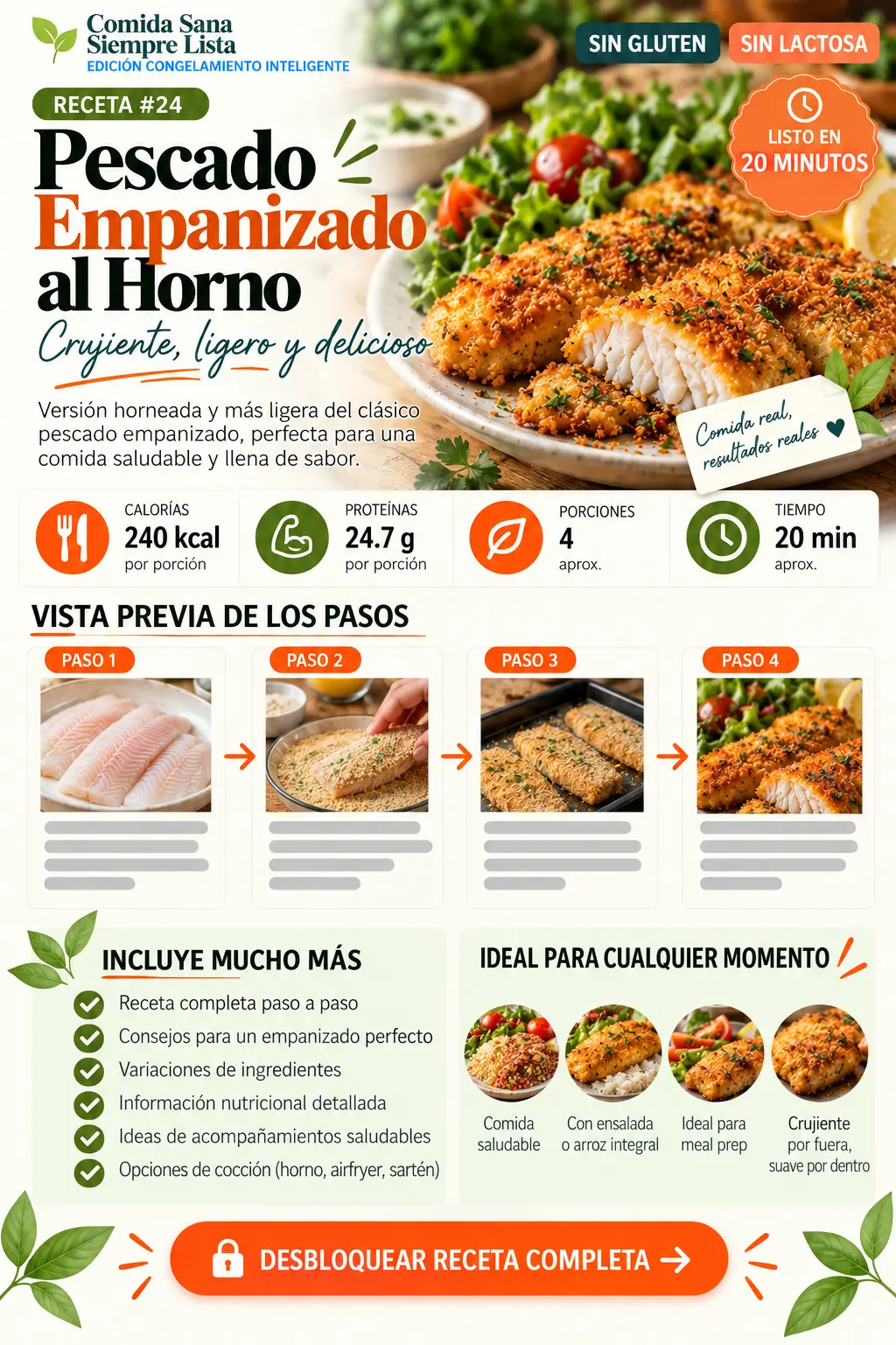 Receta de pescado empanizado al horno